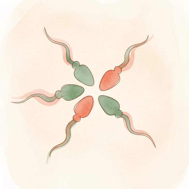 Watercolor illustration of sperm cells